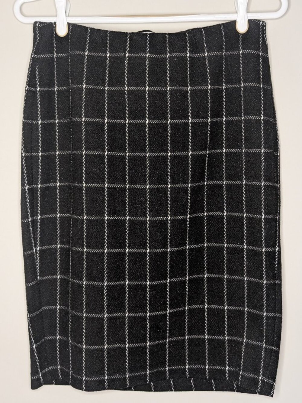 Sandwich Black and White Windowpane Check Pencil Skirt Size M
